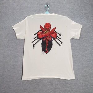 Marvel Men Shirt Large White Spiderman Sense Logo Graphic Print Tee READ